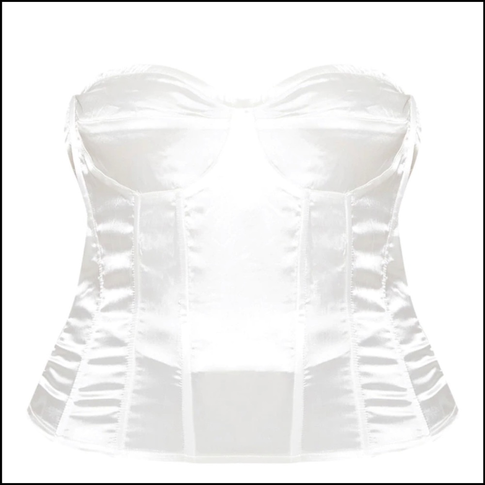 White satin corset top